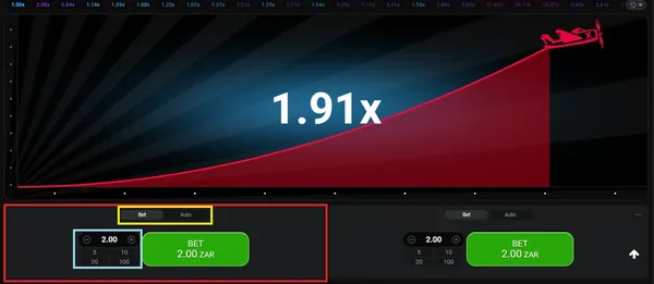 Aviator desktop screen showing a finished 2.84x round with the bet list and round history strip
